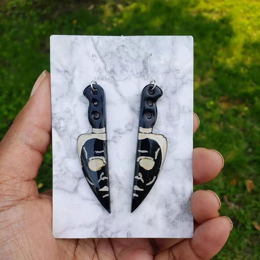 Serial killer knife earrings