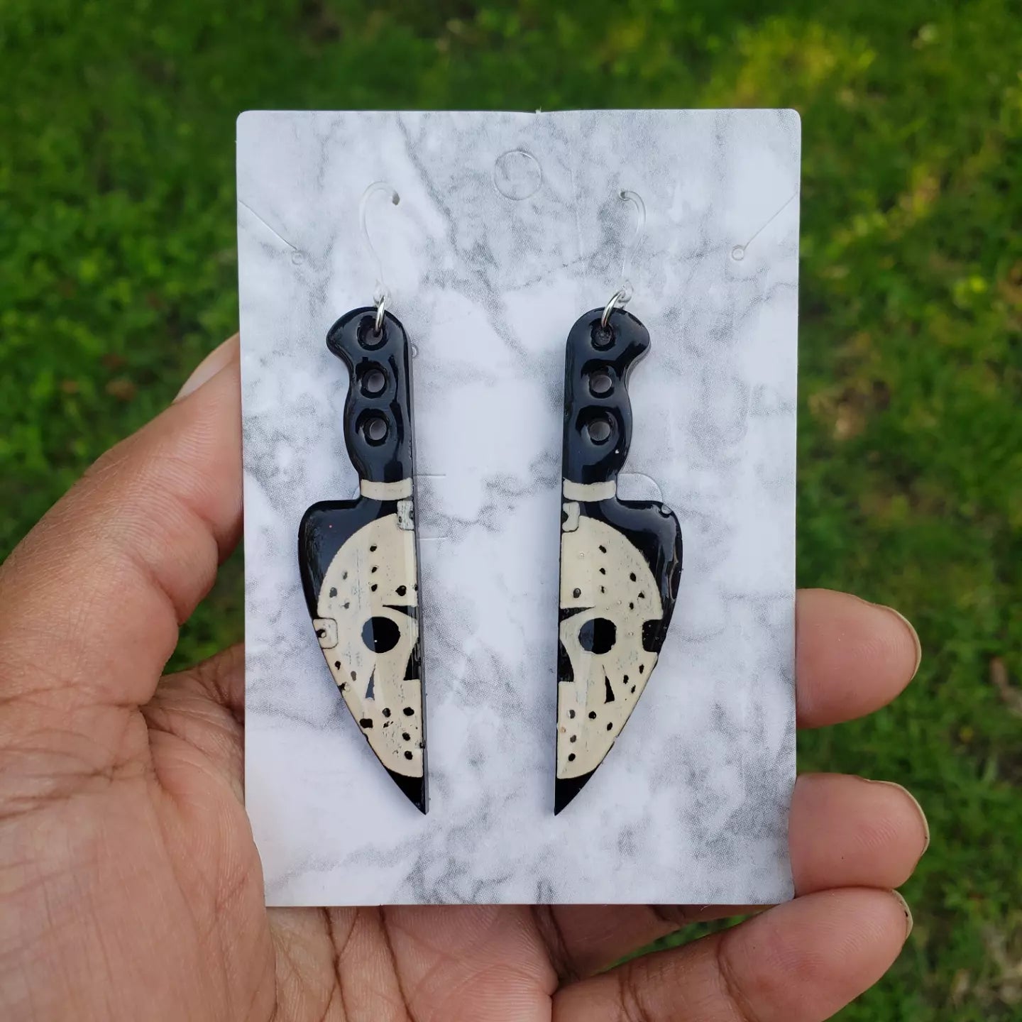 Serial killer knife earrings