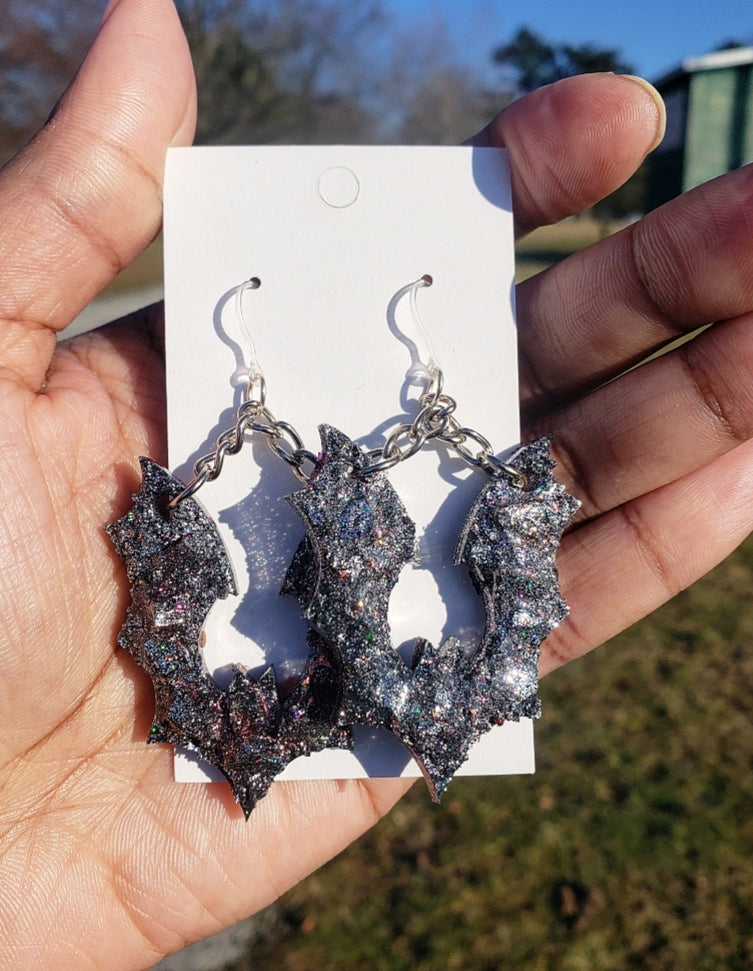 Druzy bat earrings