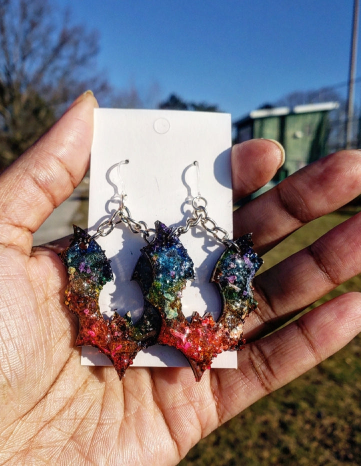 Druzy bat earrings