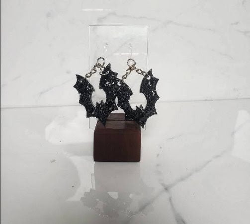 Druzy bat earrings