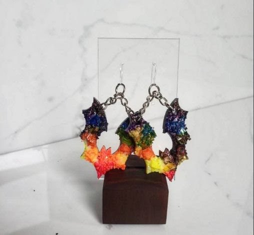 Druzy bat earrings