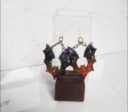 Druzy bat earrings